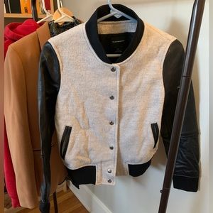 Club Monaco leather and wool bomber jacket - size small